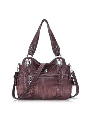 Womens Hobo Tote Bag Soft PU Leather Shoulder Purse Multi Pocket Crossbody